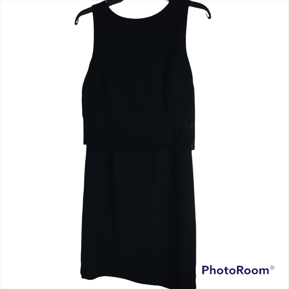 Ivanka Trump Little Black Dress Sleeveless Sheath with Fringe NWT Sz 2.